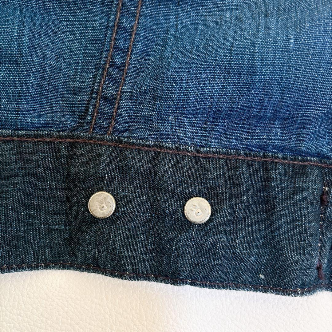 希少☆45R リネンの908空比古比女ジャン（インディゴ）ジャケット