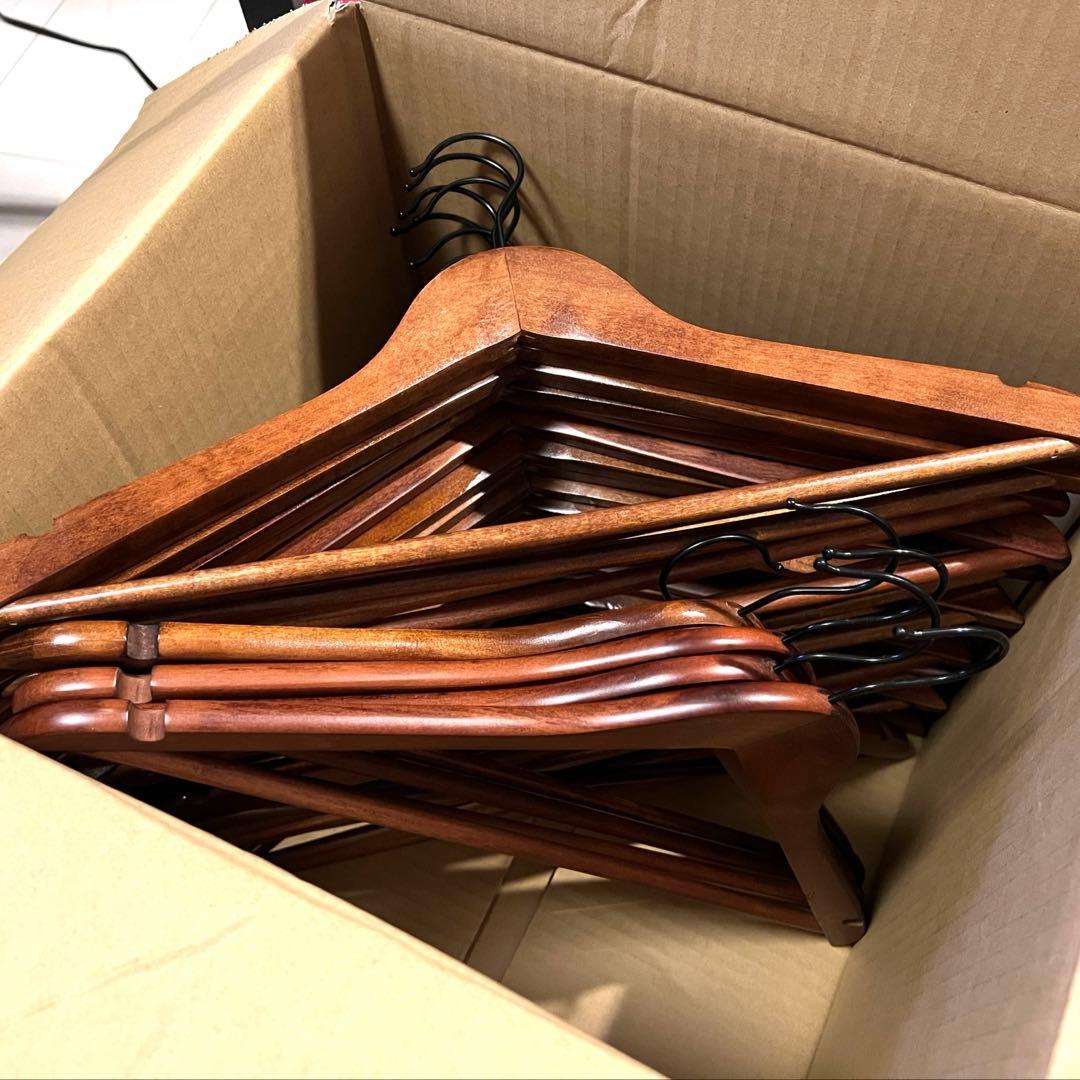 30本セット Ecru木製ハンガー EC－100 アンティークブラウン