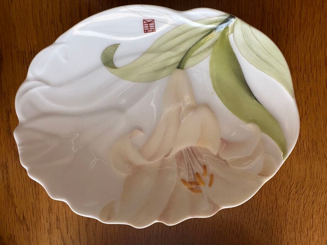 作家物　絵付け花柄皿 6枚セット 約18cm