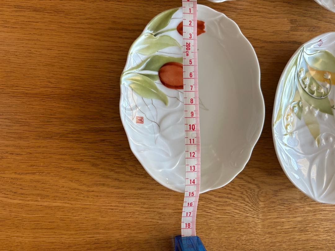 作家物　絵付け花柄皿 6枚セット 約18cm