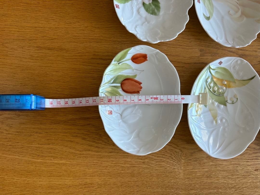 作家物　絵付け花柄皿 6枚セット 約18cm