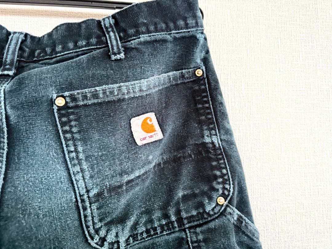 超超スペシャル 33X34 W33 カーハート ダブルニー パンツ ブラック 黒