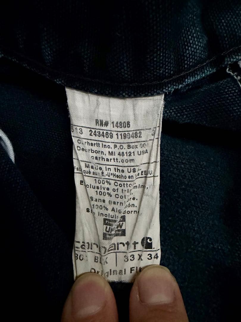 超超スペシャル 33X34 W33 カーハート ダブルニー パンツ ブラック 黒