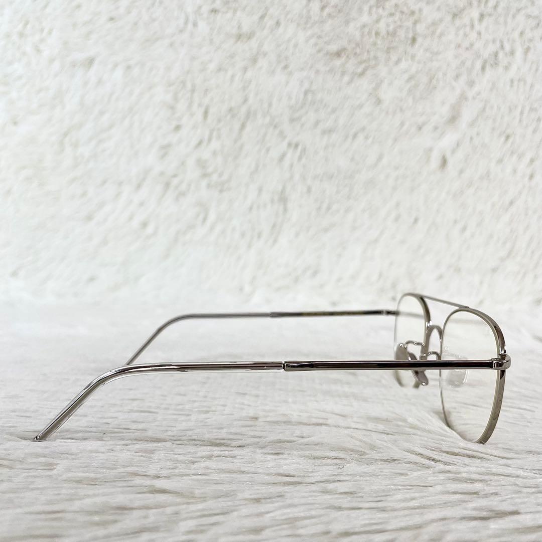 極美品　A.D.S.R　MORGA07　伊達メガネ　度なし　シルバーフレーム