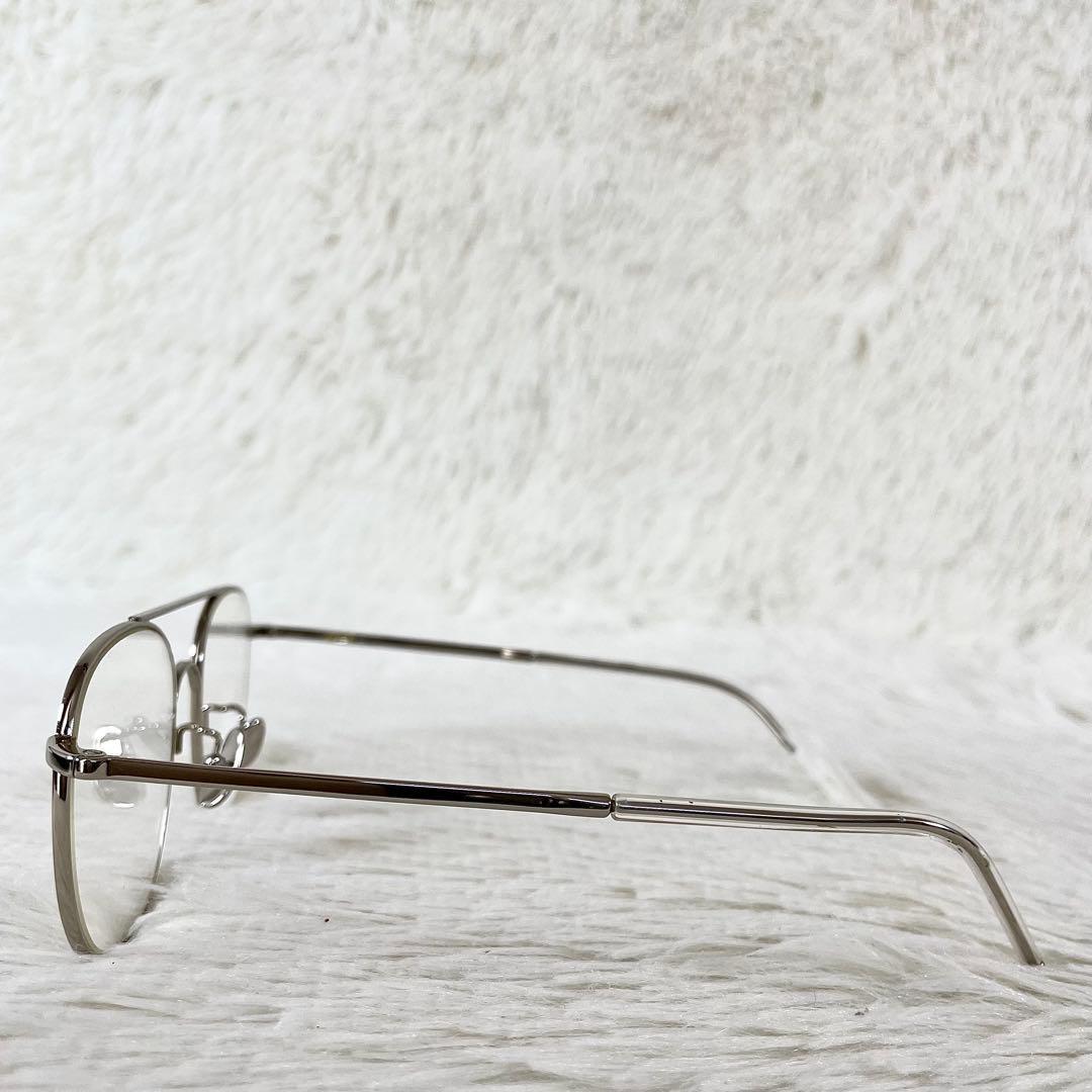 極美品　A.D.S.R　MORGA07　伊達メガネ　度なし　シルバーフレーム