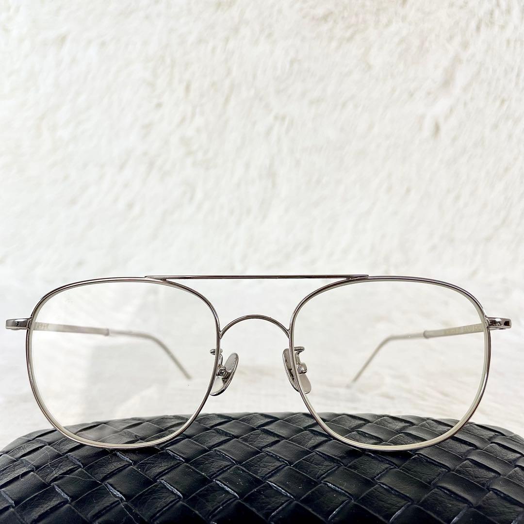 極美品　A.D.S.R　MORGA07　伊達メガネ　度なし　シルバーフレーム
