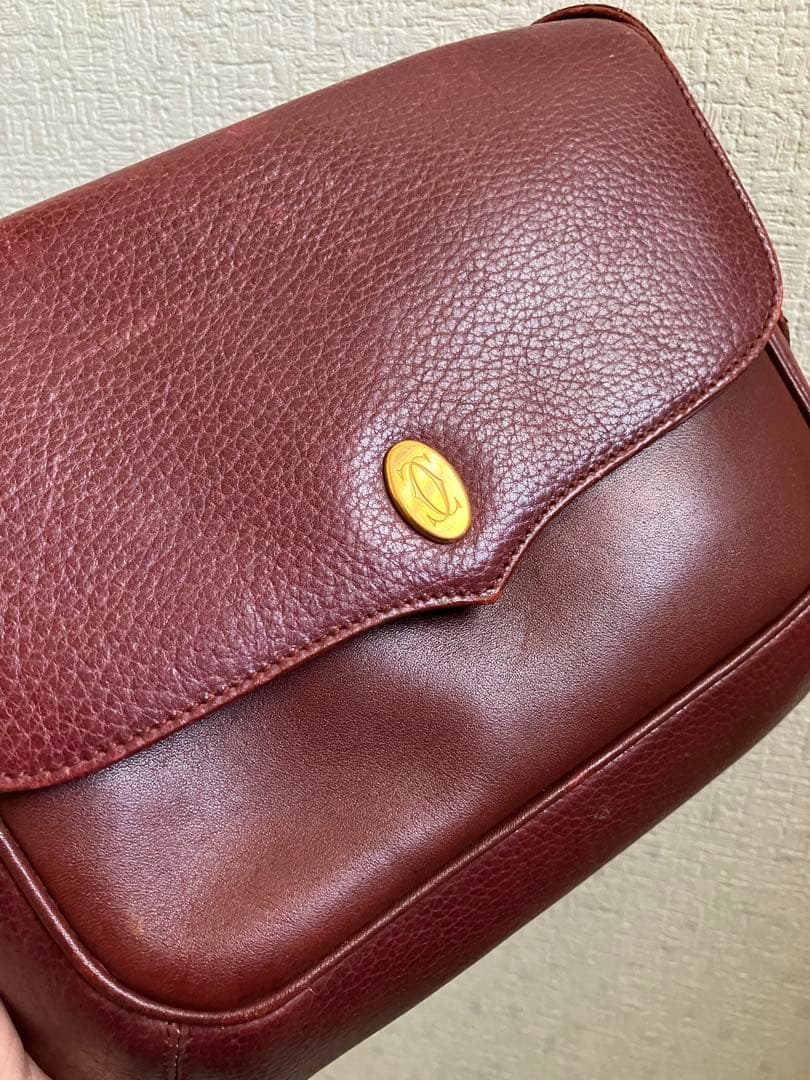 Cartier カルティエ　ショルダーバッグ　ポシェット　レザー　ボルドー