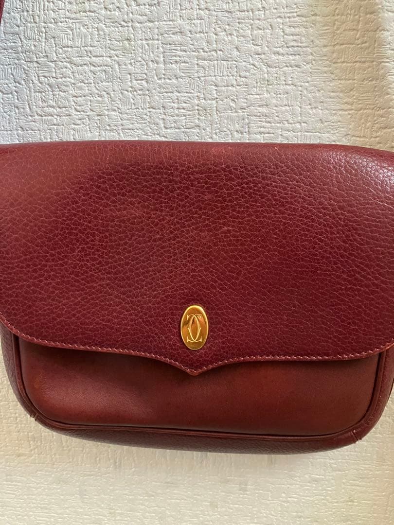Cartier カルティエ　ショルダーバッグ　ポシェット　レザー　ボルドー