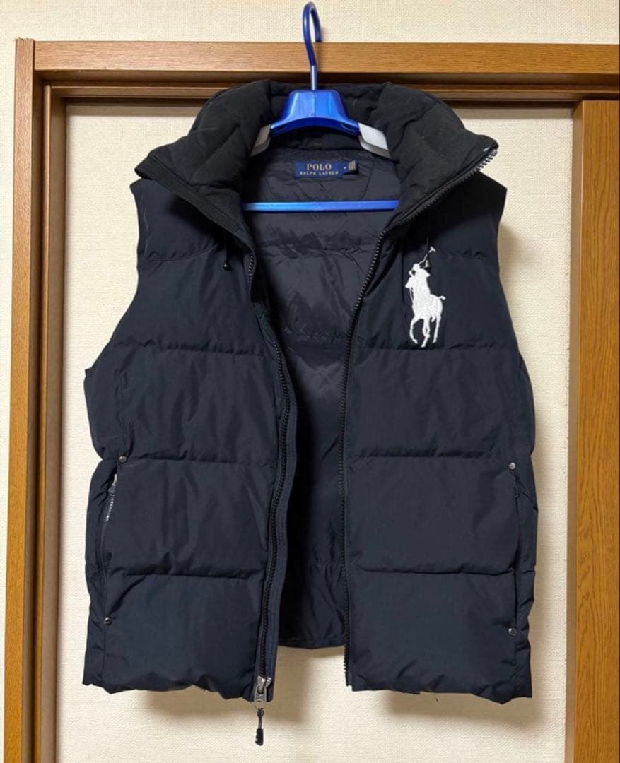 Polo Ralph Lauren フード　ダウンベスト ブラック　ビッグポニー