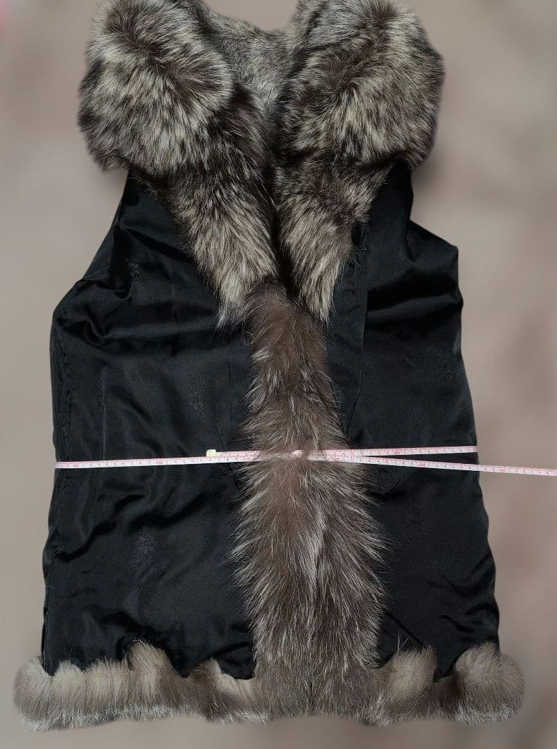 サマンサ品【銀サガ】シルバーFOX毛皮コート着丈80cmサイズ(L)