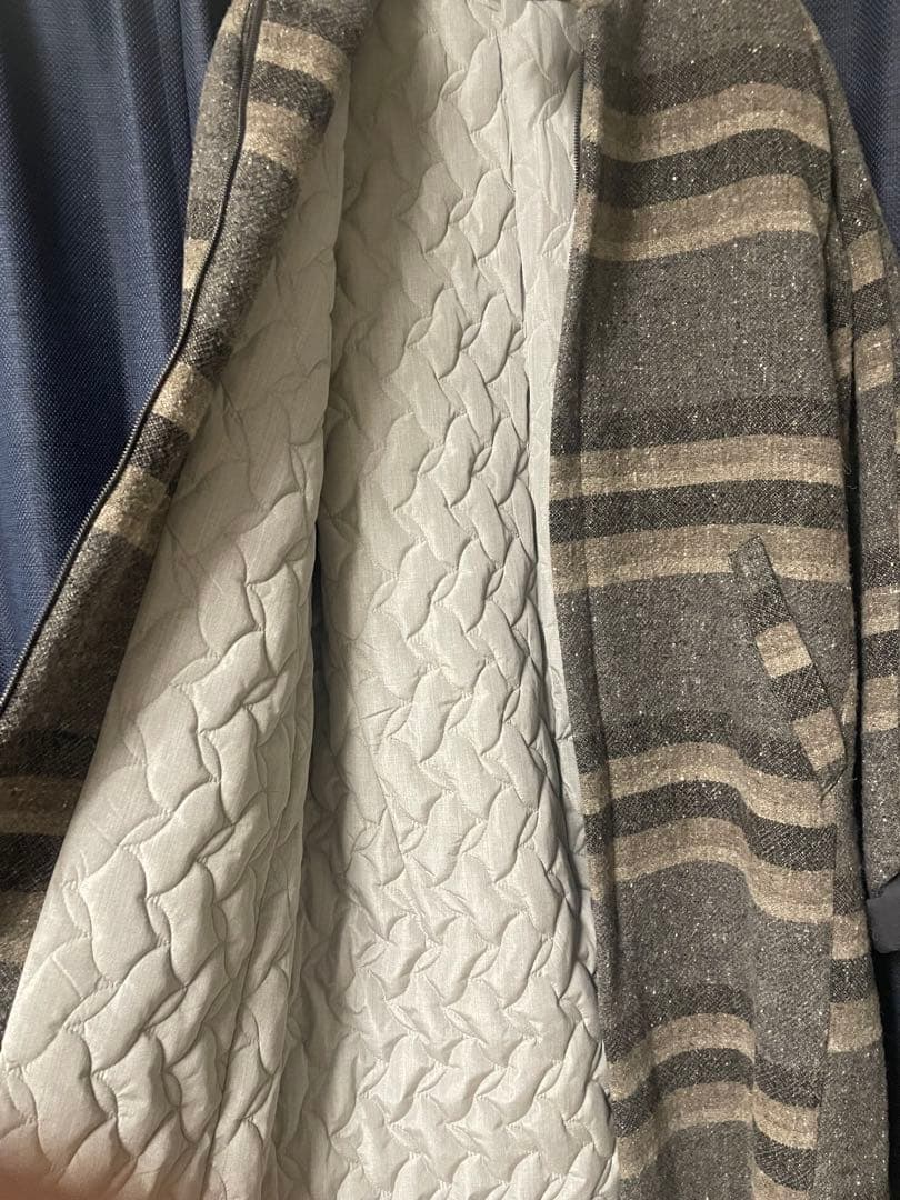 【DEVOA】Hight neck coat striped wool