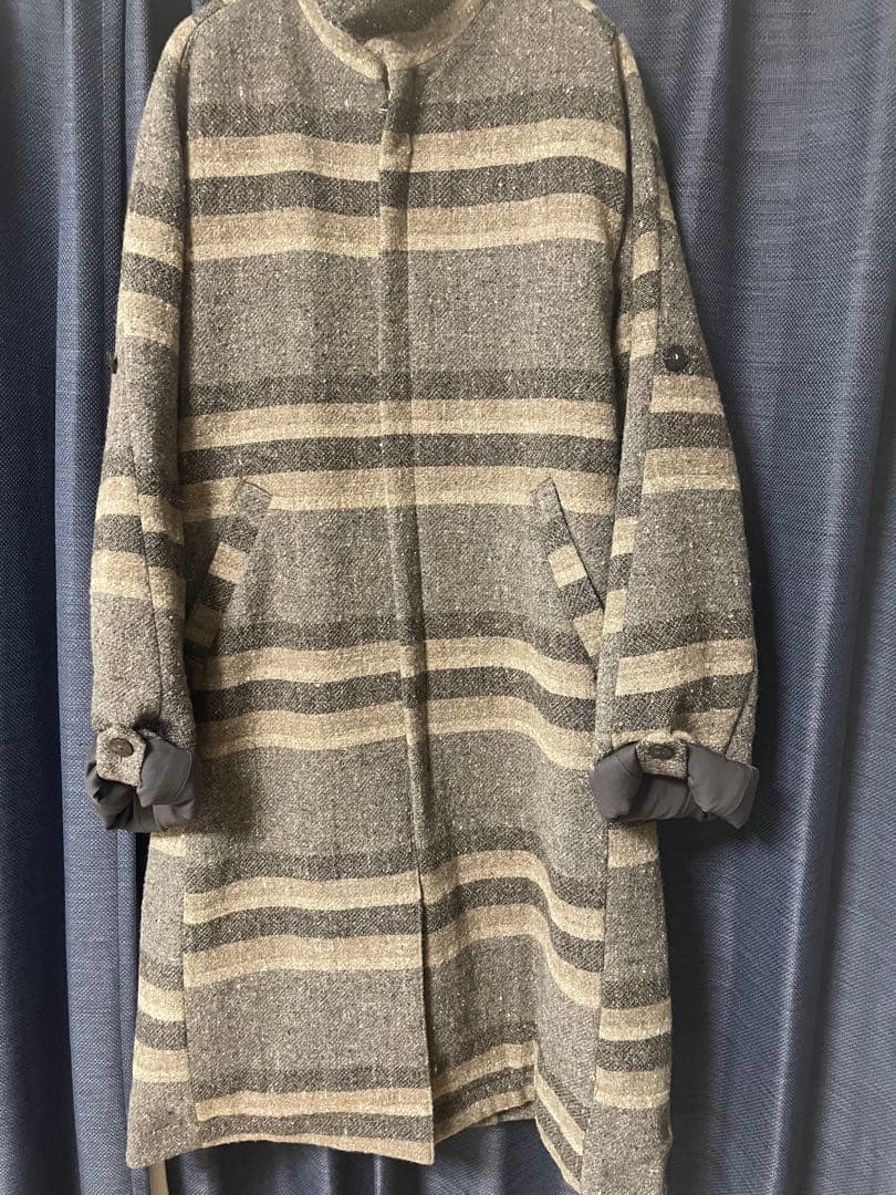 【DEVOA】Hight neck coat striped wool