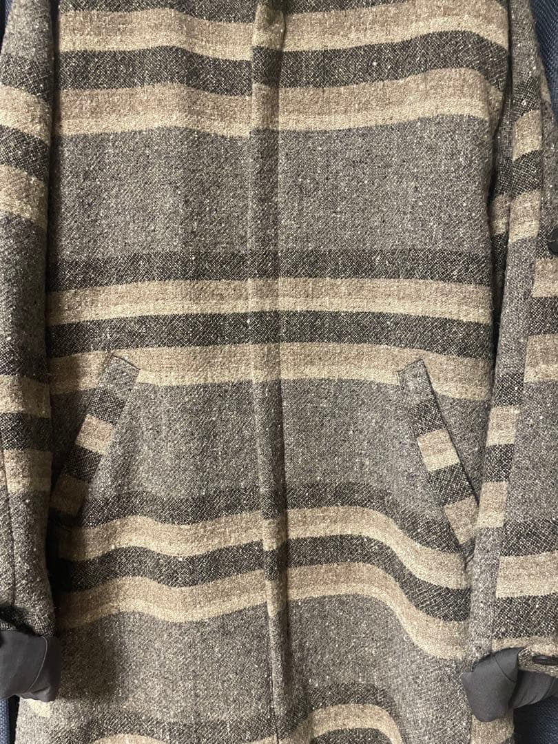 【DEVOA】Hight neck coat striped wool
