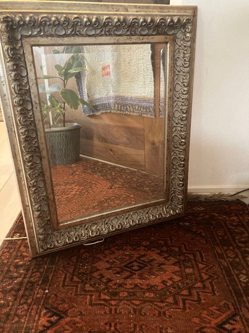 壁掛け　ミラー　長方形　　アンティーク調