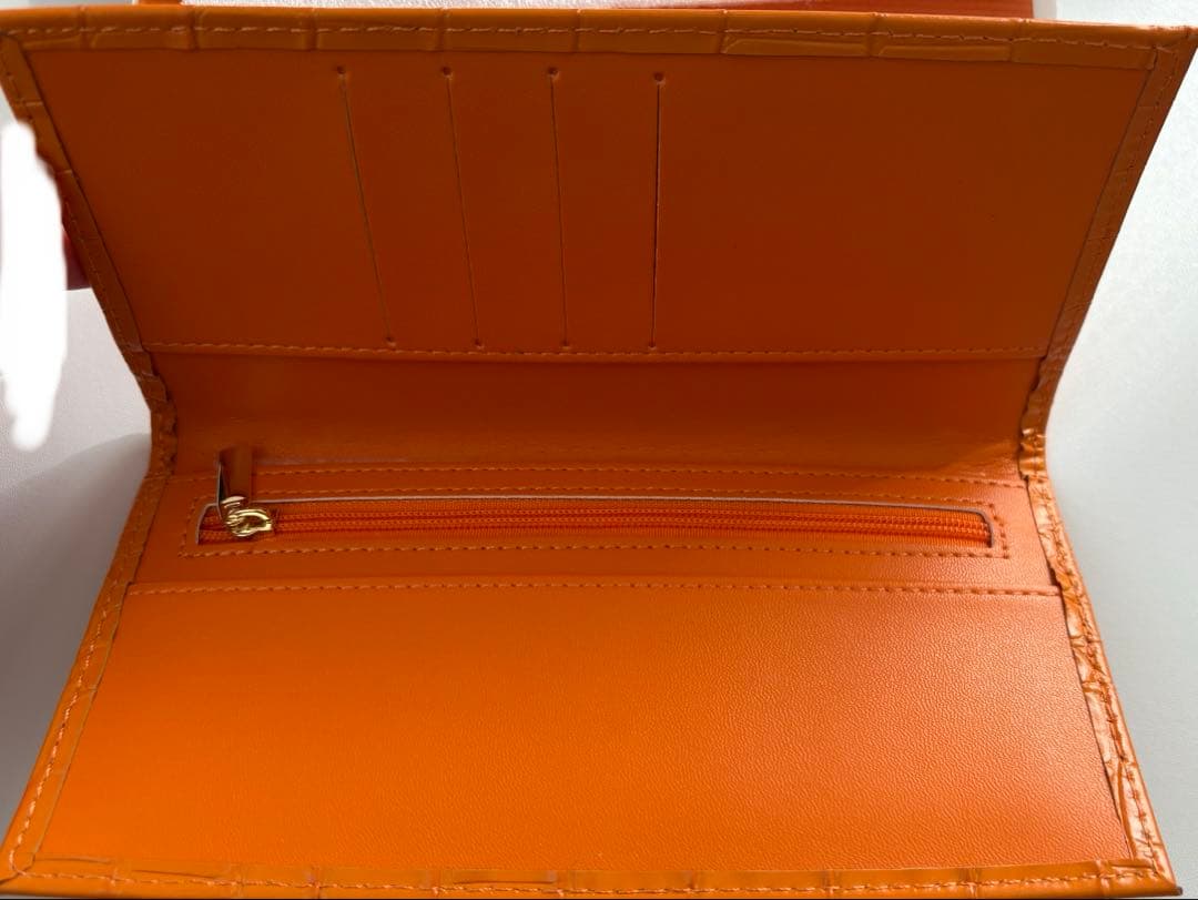 【新品】皇居 長財布 オレンジ クロコダイル型