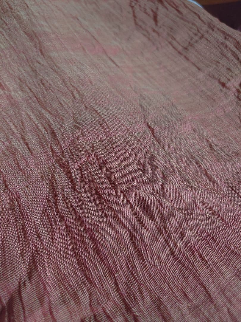 激レア　本麻長襦袢彩加　小千谷　縮加工　玉虫色　しつけ糸つき　仕立て上がり