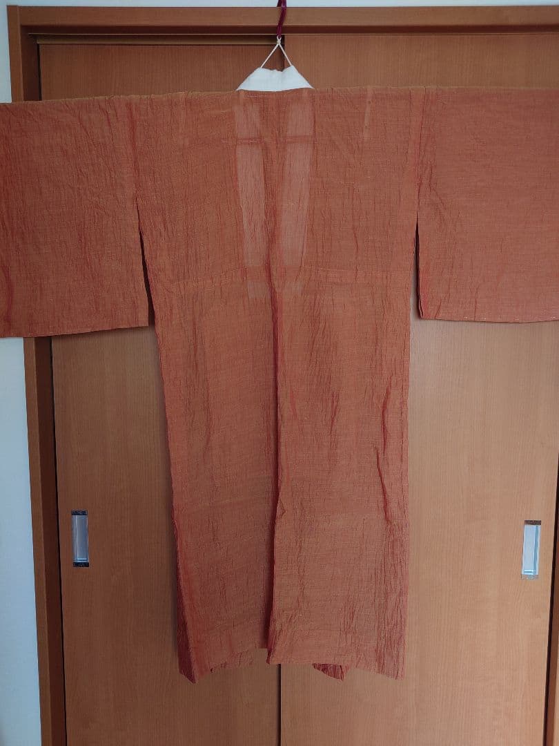 激レア　本麻長襦袢彩加　小千谷　縮加工　玉虫色　しつけ糸つき　仕立て上がり