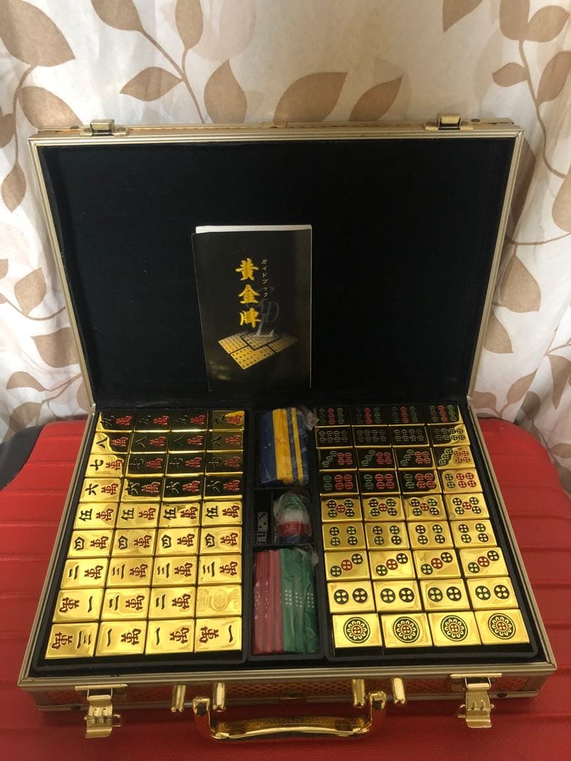 は*お様 金色麻雀牌セット メタリックケース付き