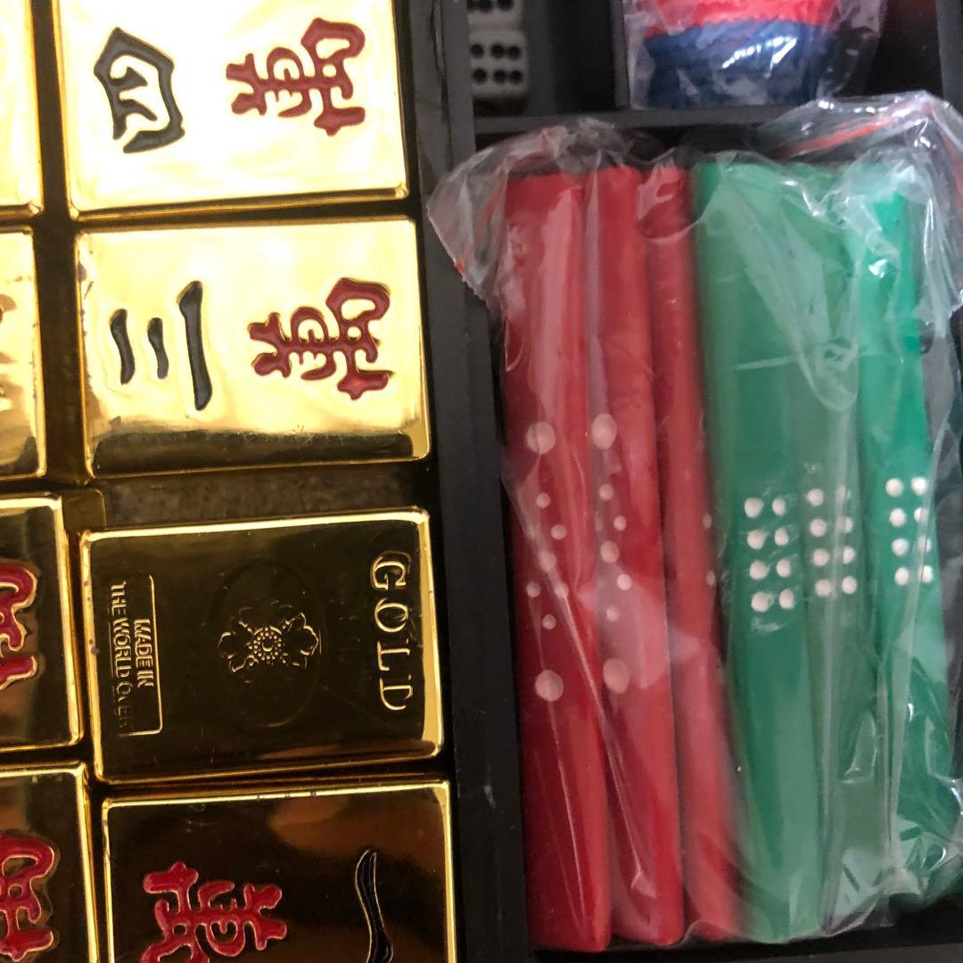 は*お様 金色麻雀牌セット メタリックケース付き