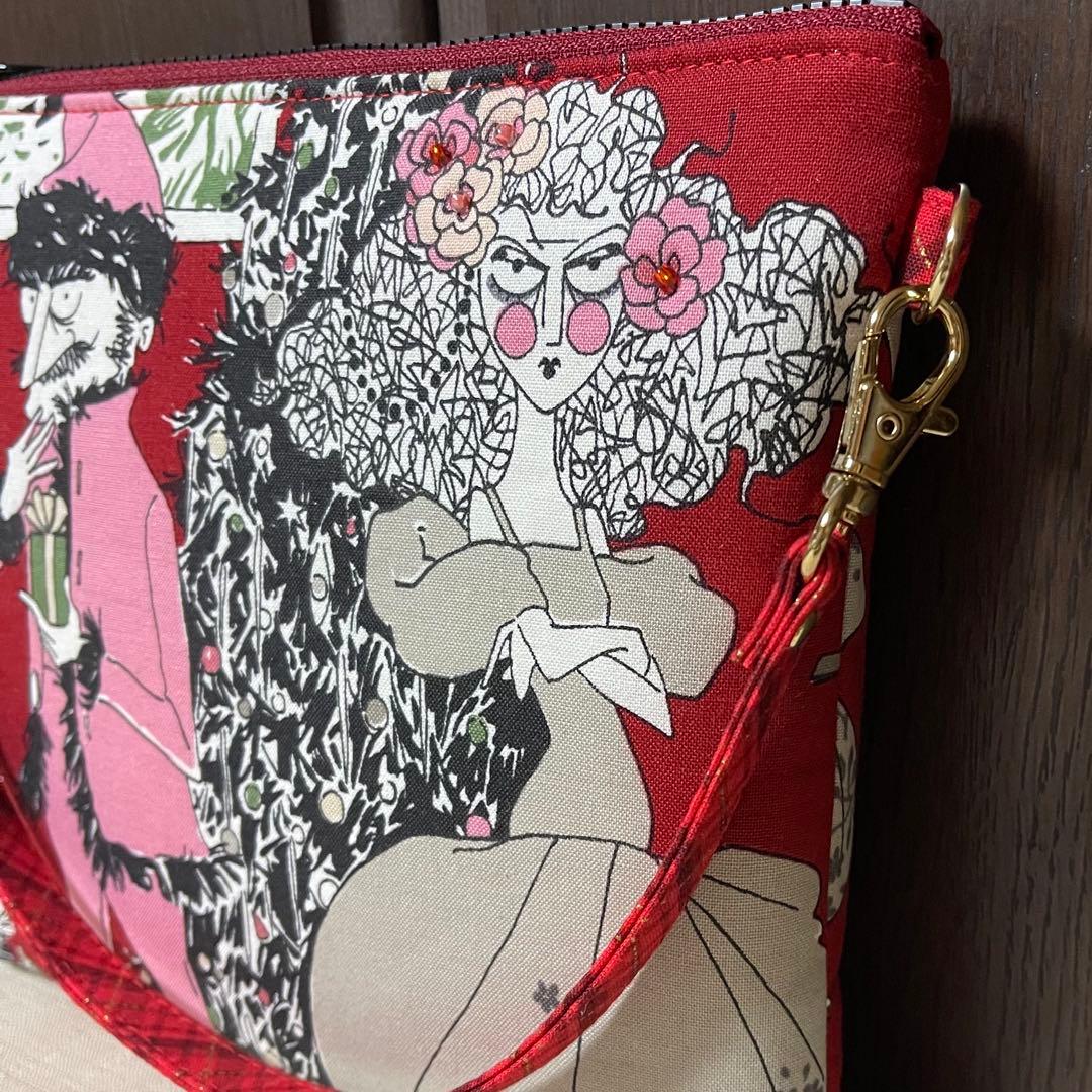 ♡20㎝ファスナークリスマスポーチ①♡ハンドメイド　アレキサンダーヘンリー