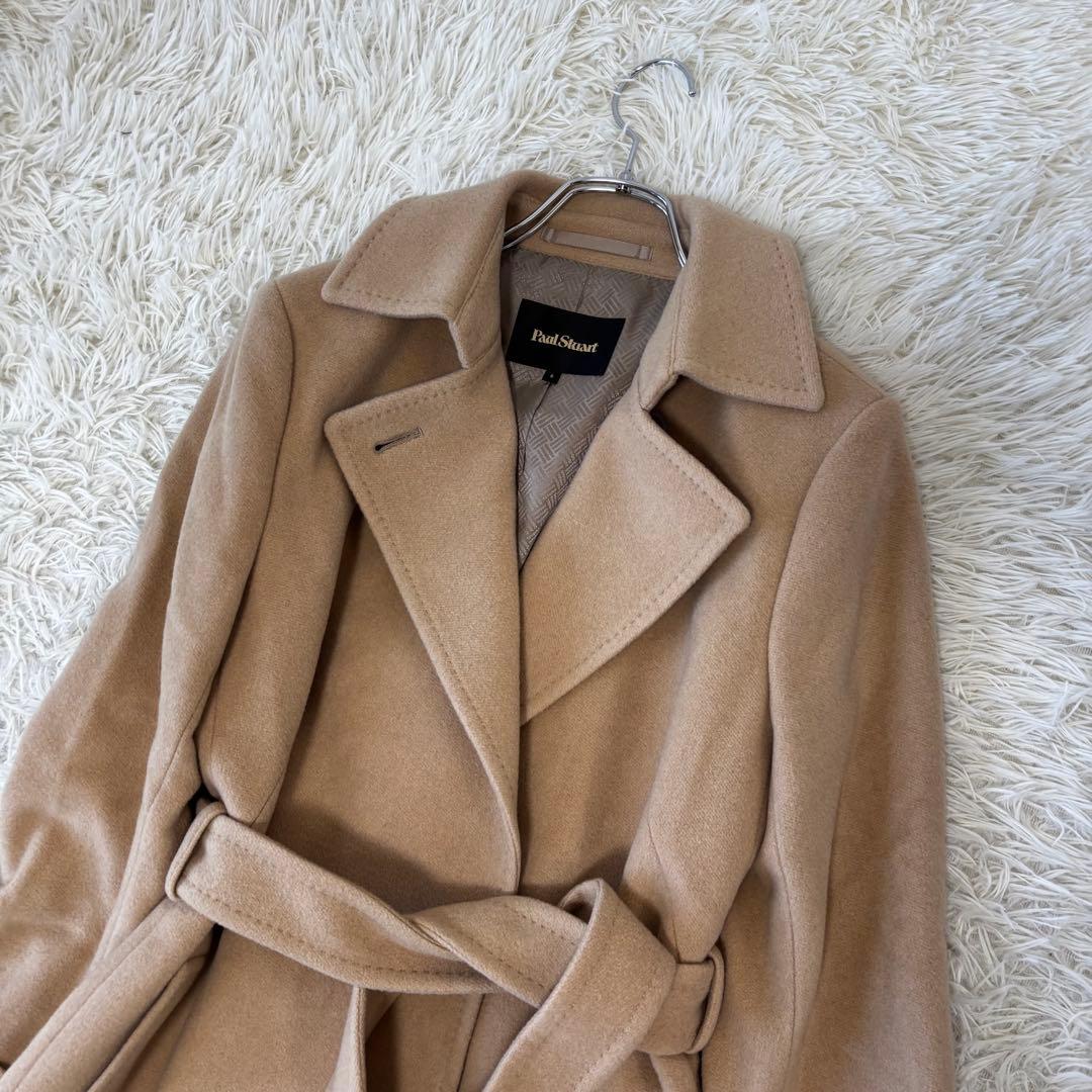 Paul Stuart✨ベルテッドロングコート　カシミヤ　　ウール　比翼　M
