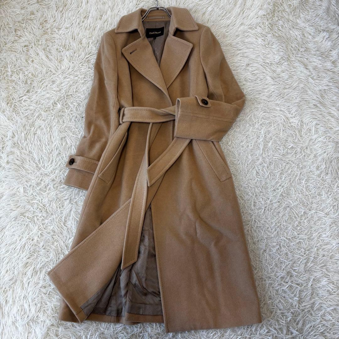 Paul Stuart✨ベルテッドロングコート　カシミヤ　　ウール　比翼　M