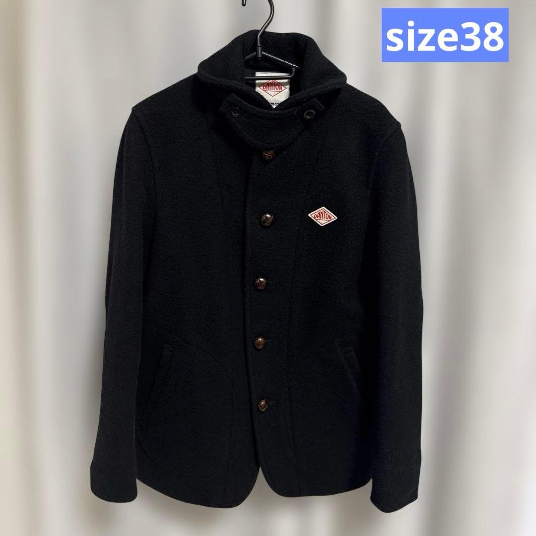 DANTON ウールモッサジャケット/クルミボタン/38/ウール　ブラック