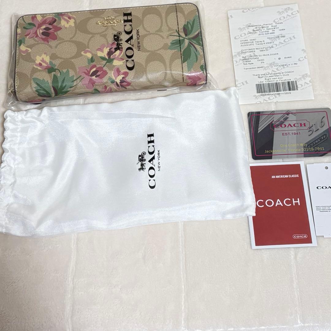 COACH コーチ 長財布 財布 シグネチャー フローラル 花柄 ピンク