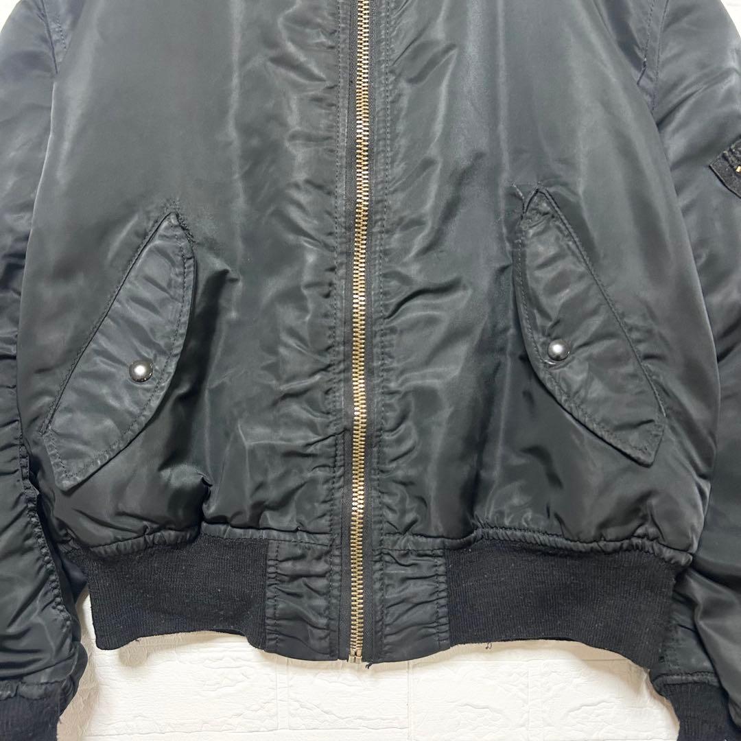 アルファ　80s USA製 MA-1 リバーシブル　黒　オレンジ　【L】