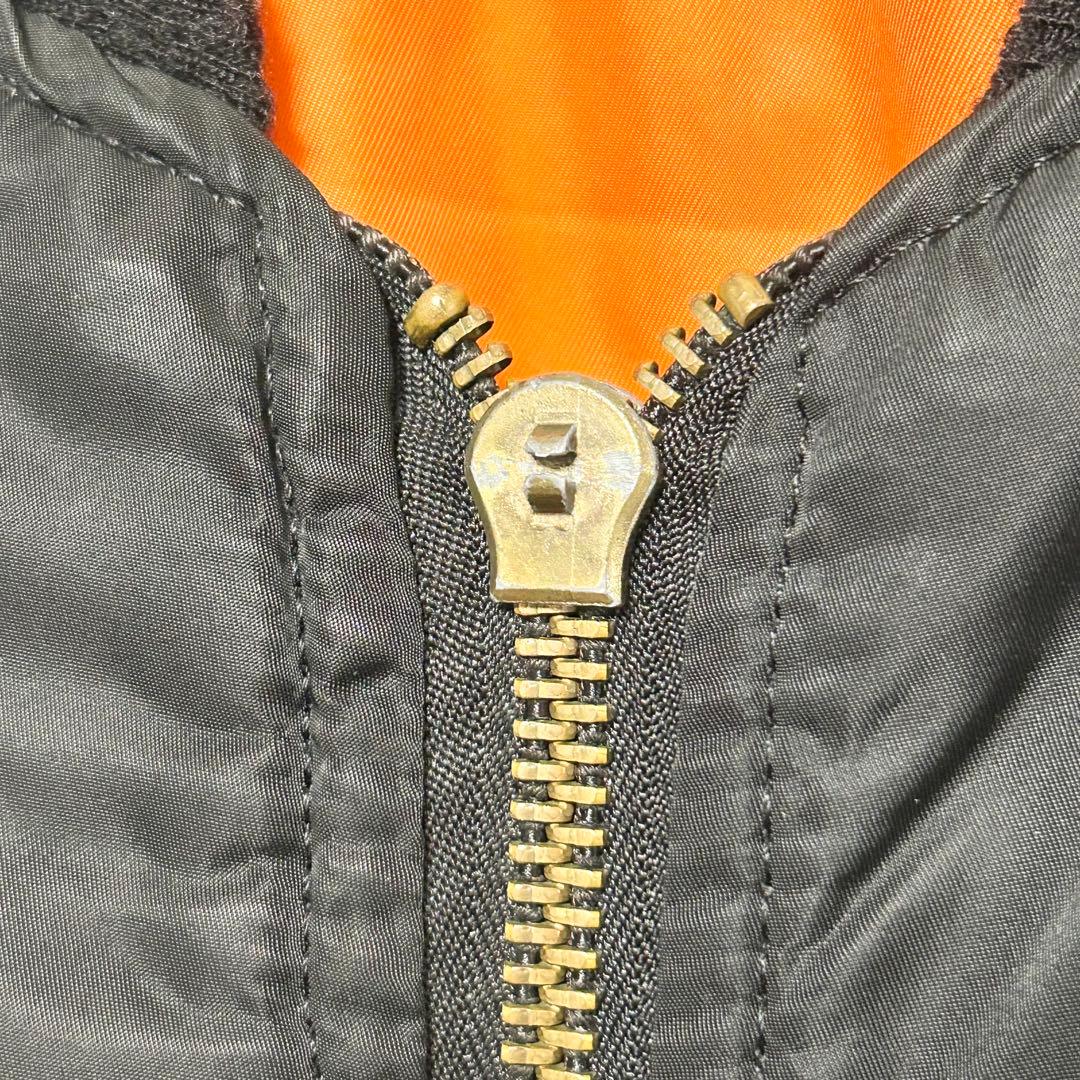 アルファ　80s USA製 MA-1 リバーシブル　黒　オレンジ　【L】