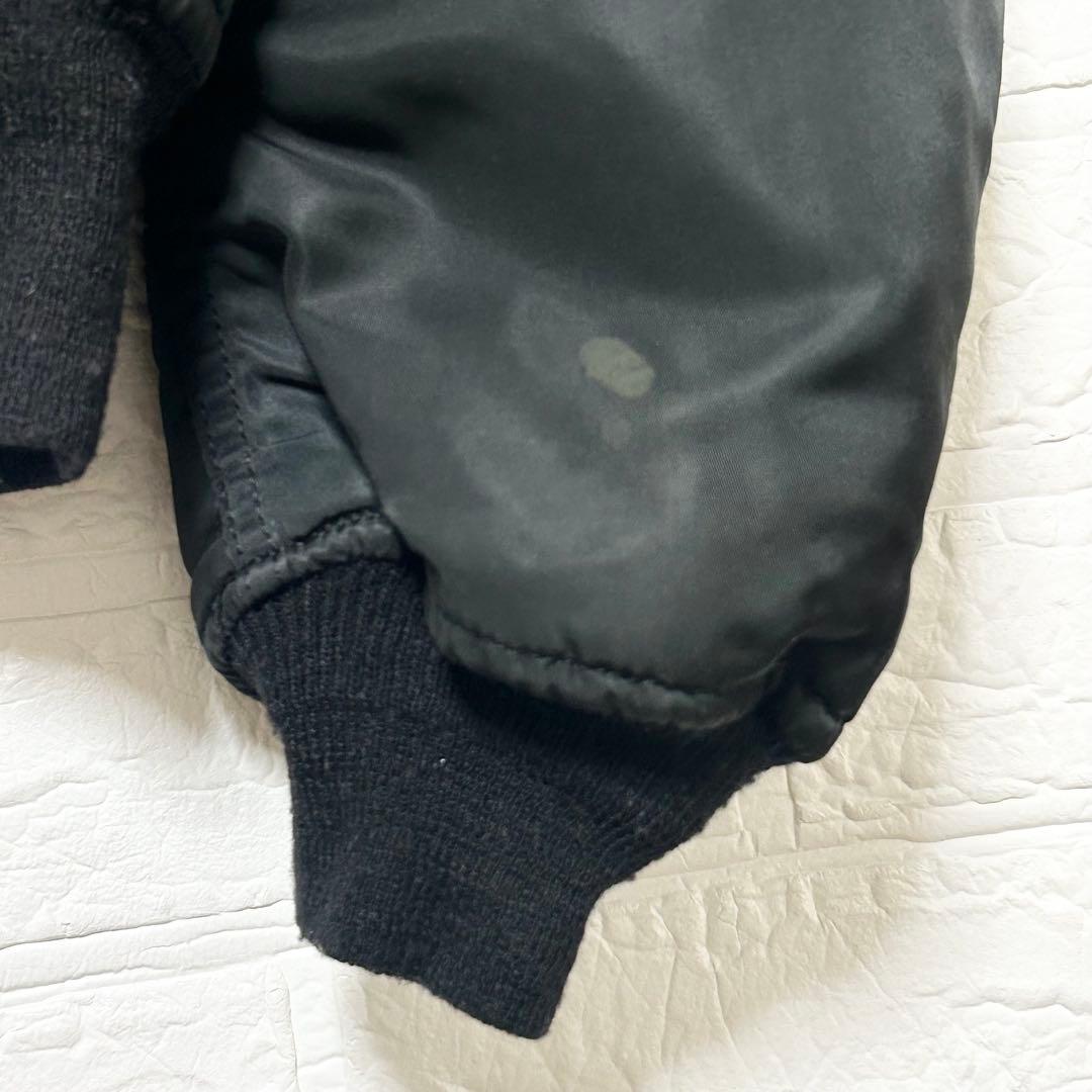 アルファ　80s USA製 MA-1 リバーシブル　黒　オレンジ　【L】