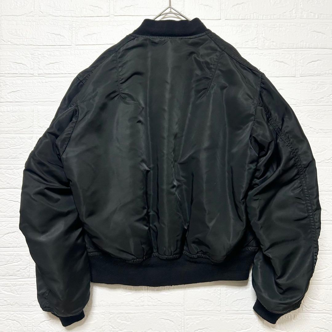 アルファ　80s USA製 MA-1 リバーシブル　黒　オレンジ　【L】