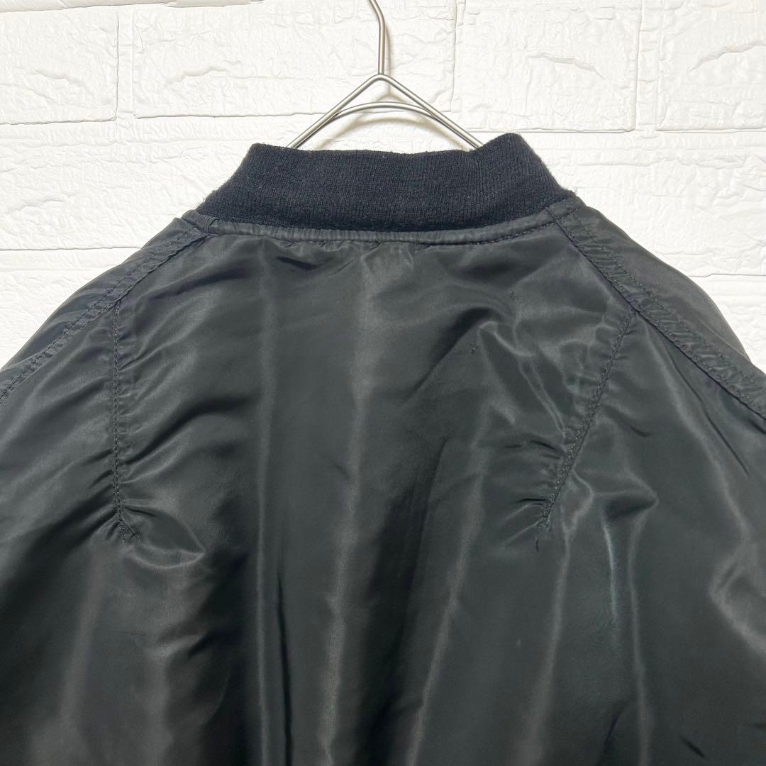 アルファ　80s USA製 MA-1 リバーシブル　黒　オレンジ　【L】