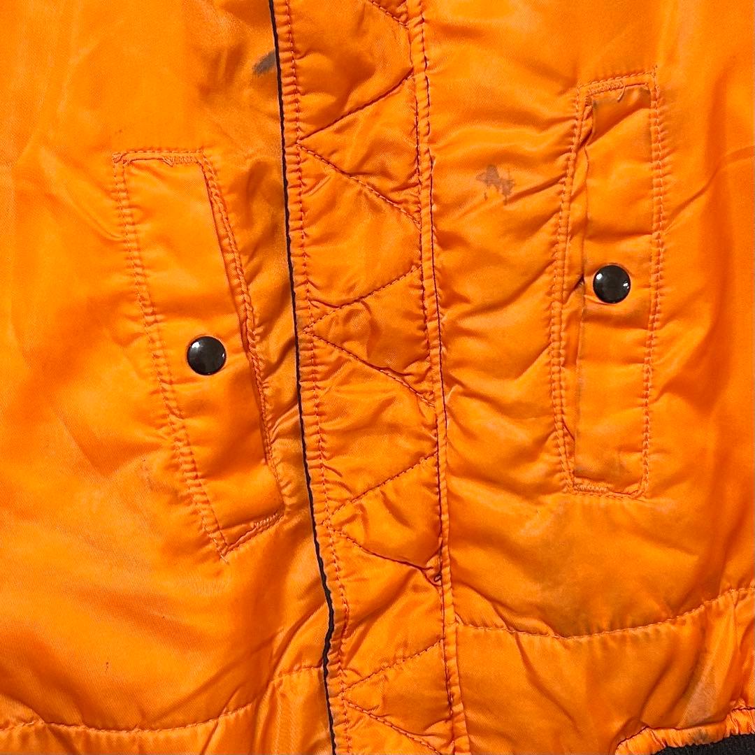 アルファ　80s USA製 MA-1 リバーシブル　黒　オレンジ　【L】