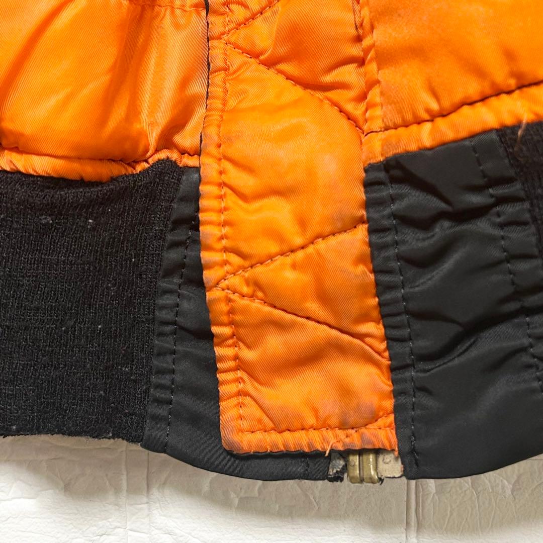 アルファ　80s USA製 MA-1 リバーシブル　黒　オレンジ　【L】