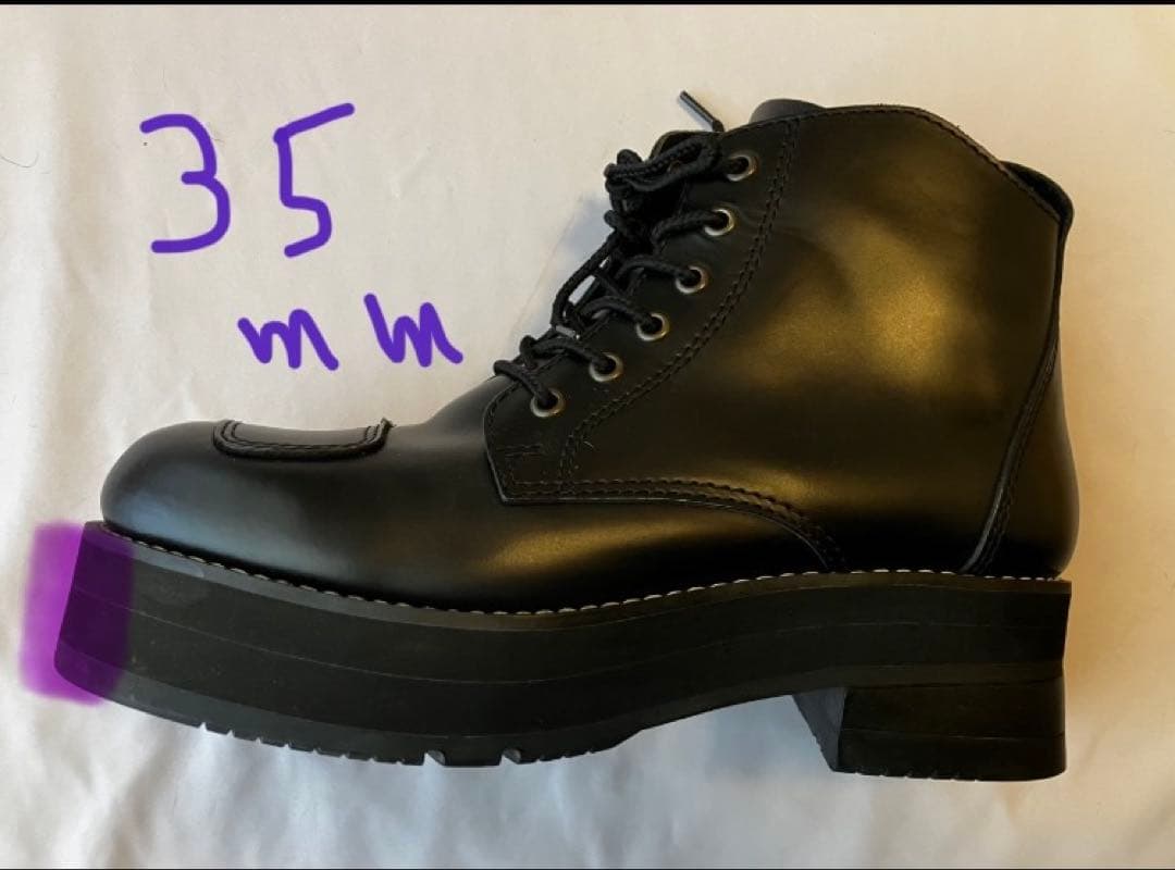 ワイルドウイングブーツ スワロー超厚底OD35 黒26.5㎝ つま先部35mm