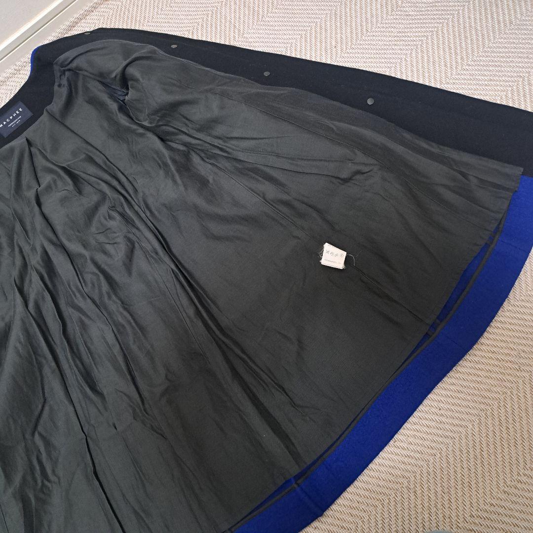 【美品】マカフィー　ジップアップ ノーカラー コート ブルー 36