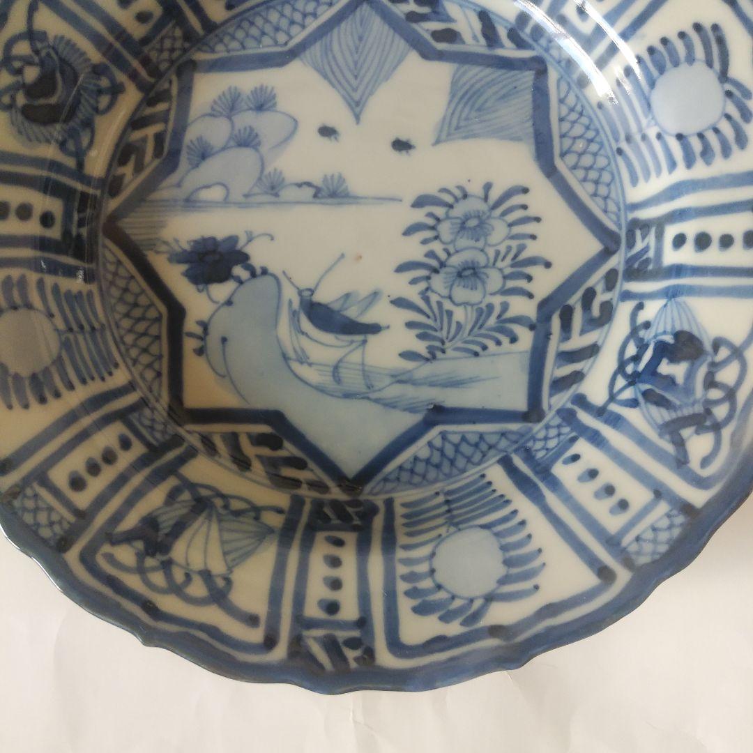 荒木さま専用 古伊万里 染付 芙蓉手 花虫文皿 二枚 まとめて