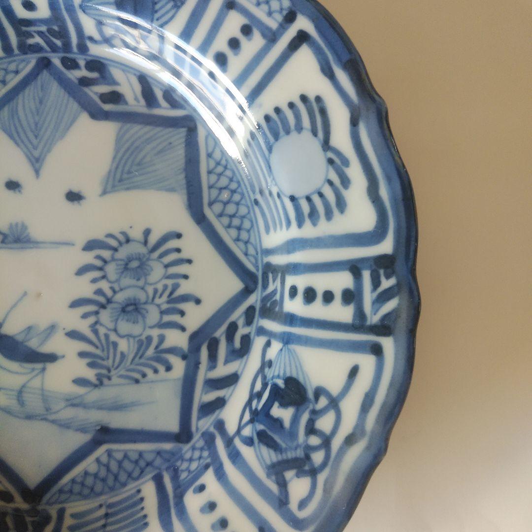 荒木さま専用 古伊万里 染付 芙蓉手 花虫文皿 二枚 まとめて