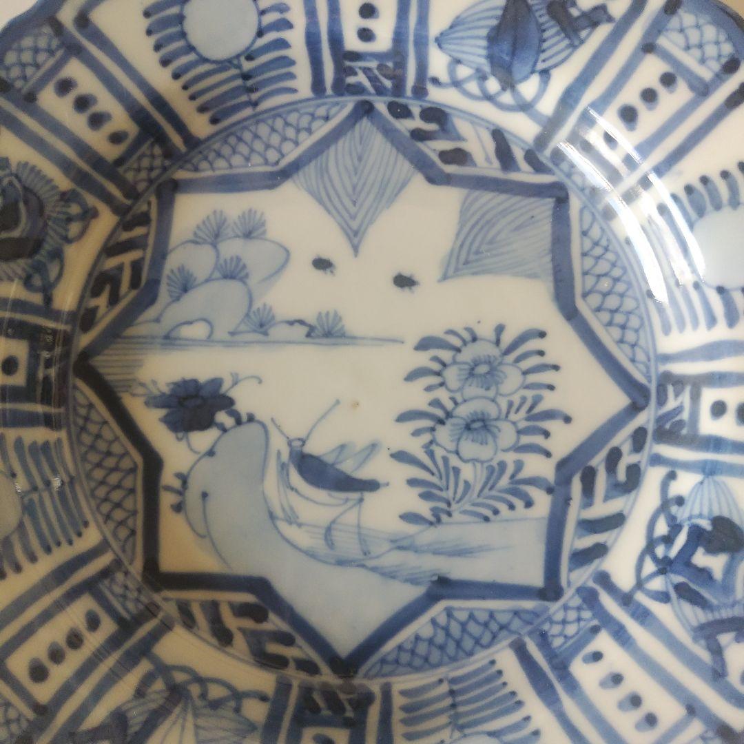 荒木さま専用 古伊万里 染付 芙蓉手 花虫文皿 二枚 まとめて