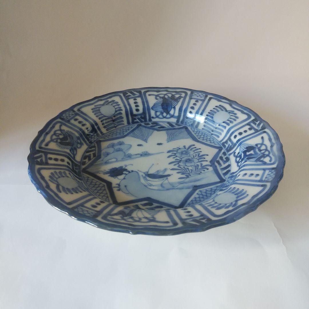 荒木さま専用 古伊万里 染付 芙蓉手 花虫文皿 二枚 まとめて