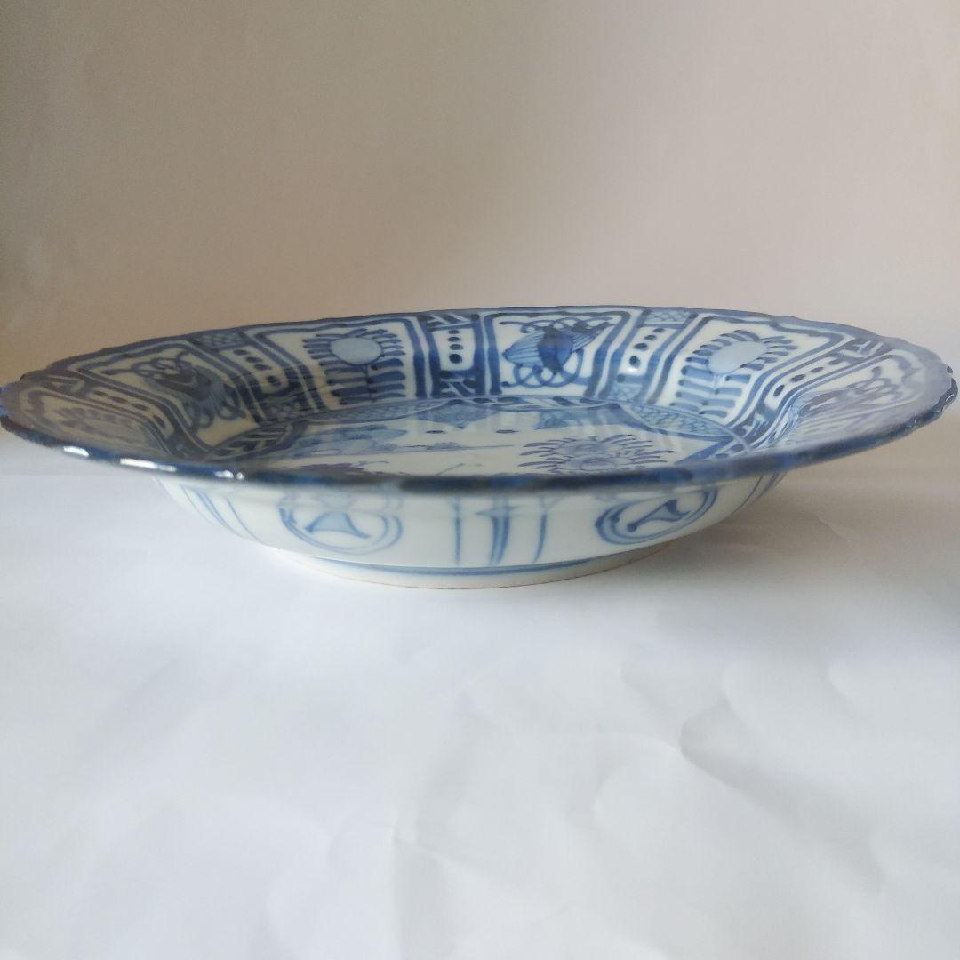 荒木さま専用 古伊万里 染付 芙蓉手 花虫文皿 二枚 まとめて