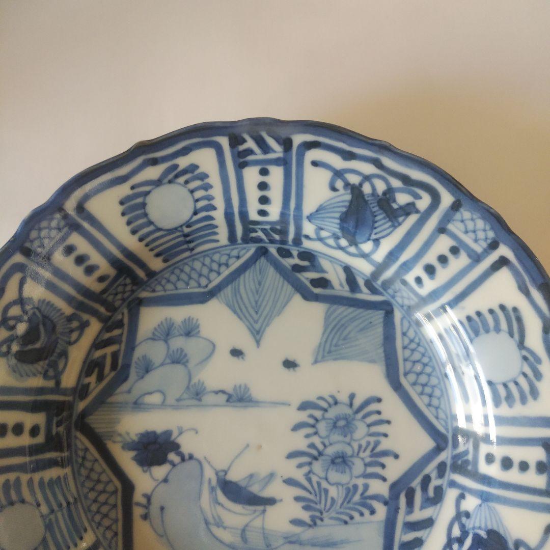 荒木さま専用 古伊万里 染付 芙蓉手 花虫文皿 二枚 まとめて