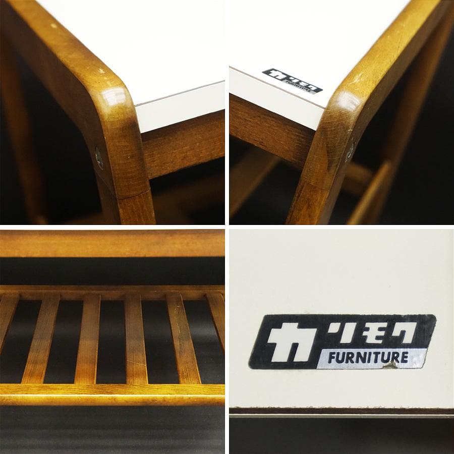 オールドカリモク 白い天板 カフェテーブル ローテーブル サイドテーブル レトロ