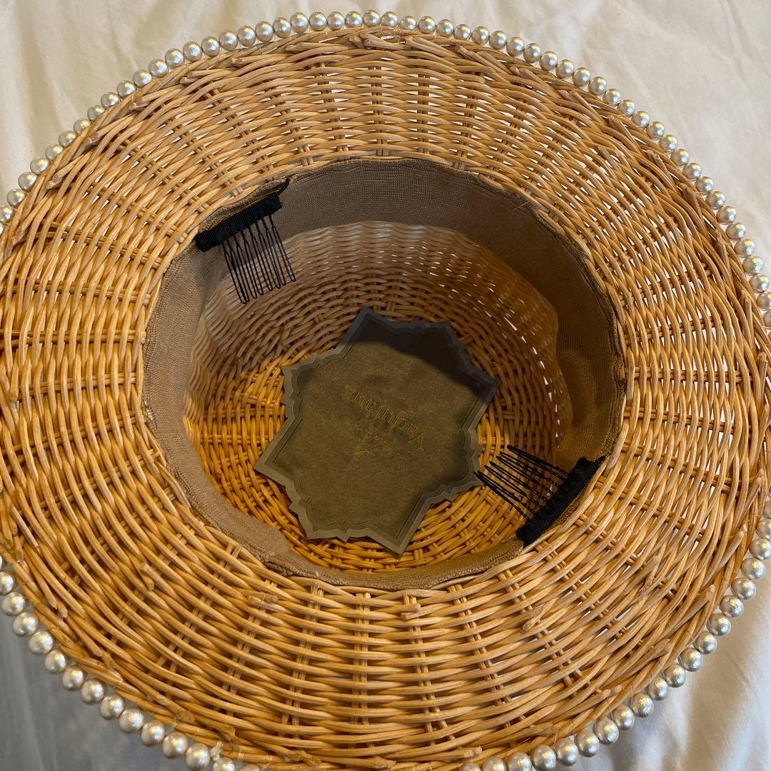 お値引き！Vaqutaux ヴァクトー パール付き麦わらぼうし