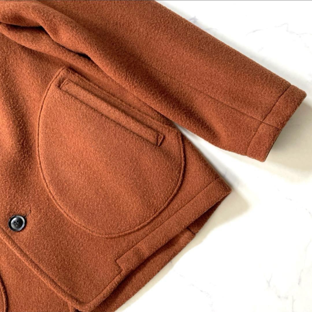 ダントン DANTON ウールモッサ ノーカラージャケット ブラウン Mサイズ
