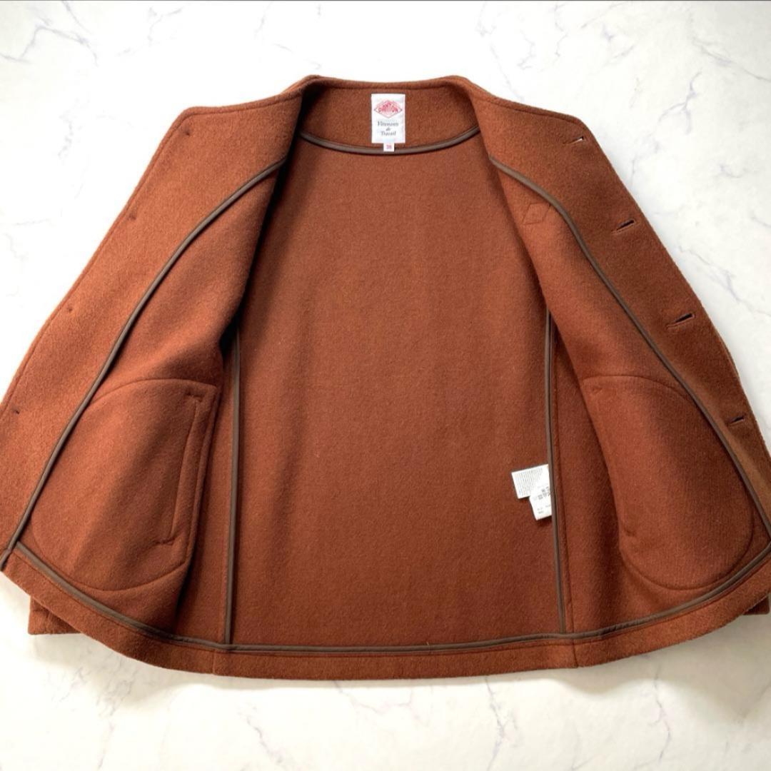ダントン DANTON ウールモッサ ノーカラージャケット ブラウン Mサイズ