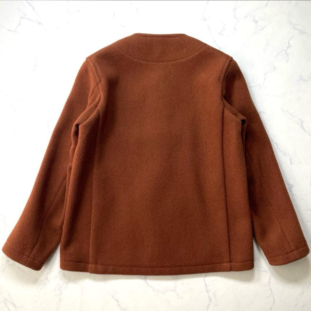 ダントン DANTON ウールモッサ ノーカラージャケット ブラウン Mサイズ