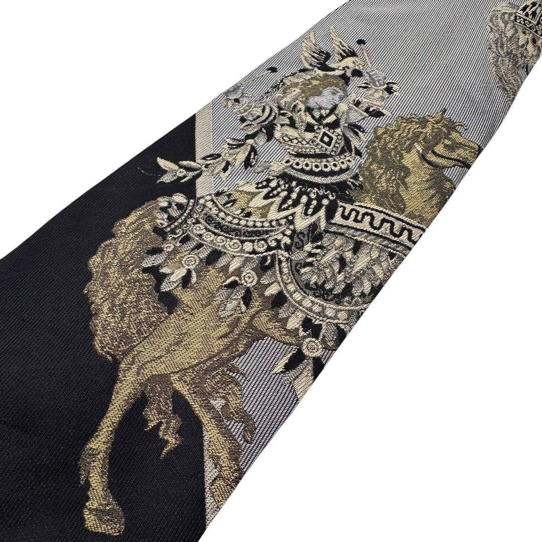 GIANNI VERSACE ヴェルサーチ ネクタイ ジャガード 黒 シルク
