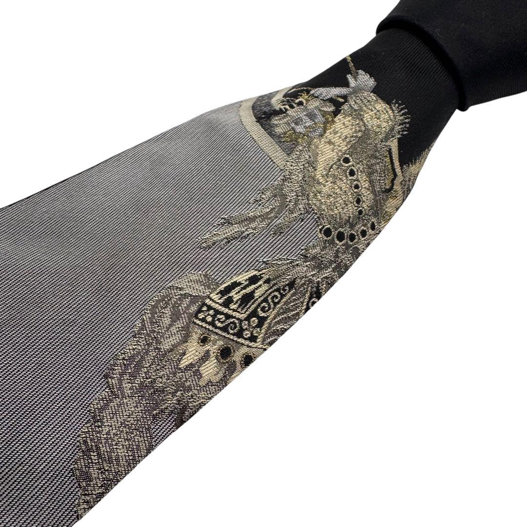 GIANNI VERSACE ヴェルサーチ ネクタイ ジャガード 黒 シルク